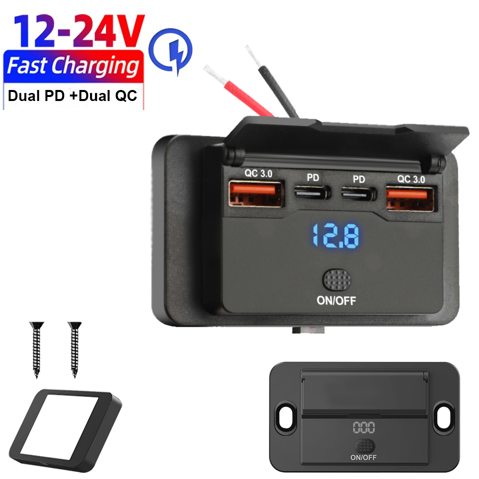 Car Accessories Thailand - 4포트 12/24V USB C 콘센트 패널