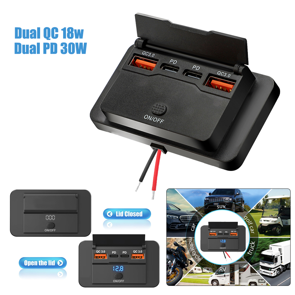 Car Accessories Thailand - 전원 스위치가 있는 C타입 USB 콘센트,