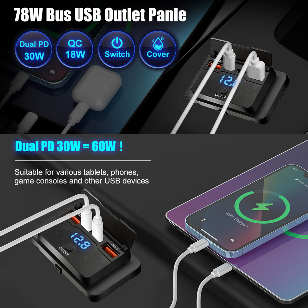 듀얼 PD 듀얼 QC3.0 USB C타입 고속 충전기  - Car Accessories Thailand 리뷰 및 가격