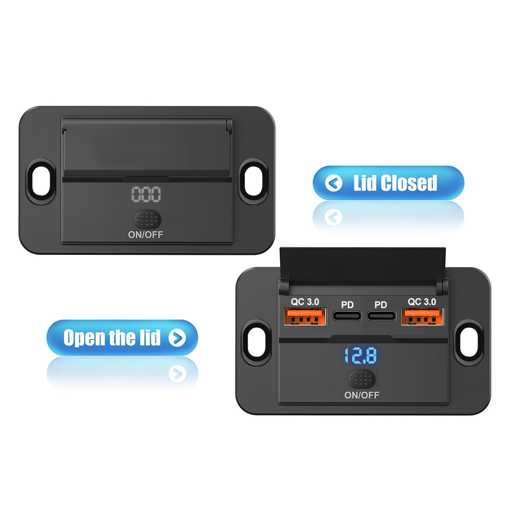 새로운 4 포트 자동차 충전기 소켓 패널 12V/24V - Car Accessories Thailand 리뷰 및 가격