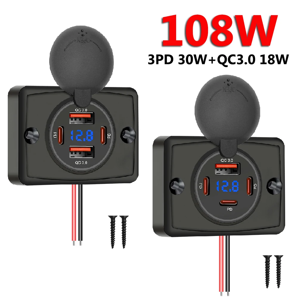 108W 차량용 충전기 소켓 12V/24V 방수 듀얼  - Car Accessories Thailand 리뷰 및 가격